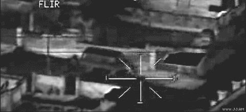 GUNS!!!!. /missiles.. I guess no one else noticed the one gif is reversed, giving the guy in the helicopter a magic puti-together gun.