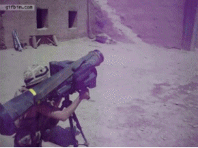 GUNS!!!!. /missiles.. I guess no one else noticed the one gif is reversed, giving the guy in the helicopter a magic puti-together gun.