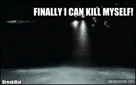 Suicide Fail!. Found this GIF and captioned it... retarded captions &lt;-- 1000x times better