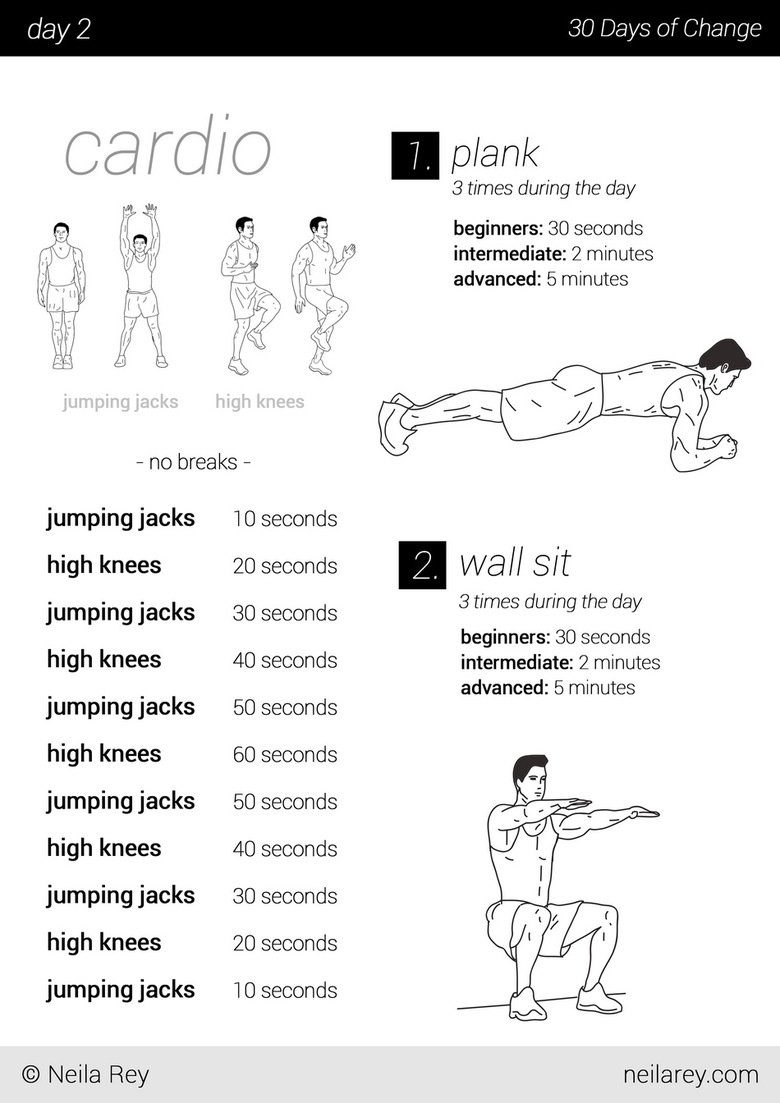 30-day Calisthenics/Cardio Exercise. predicting more favourites than thumbs. visual workout guides I routines for your fitness level Malte Training: Plank Stopw