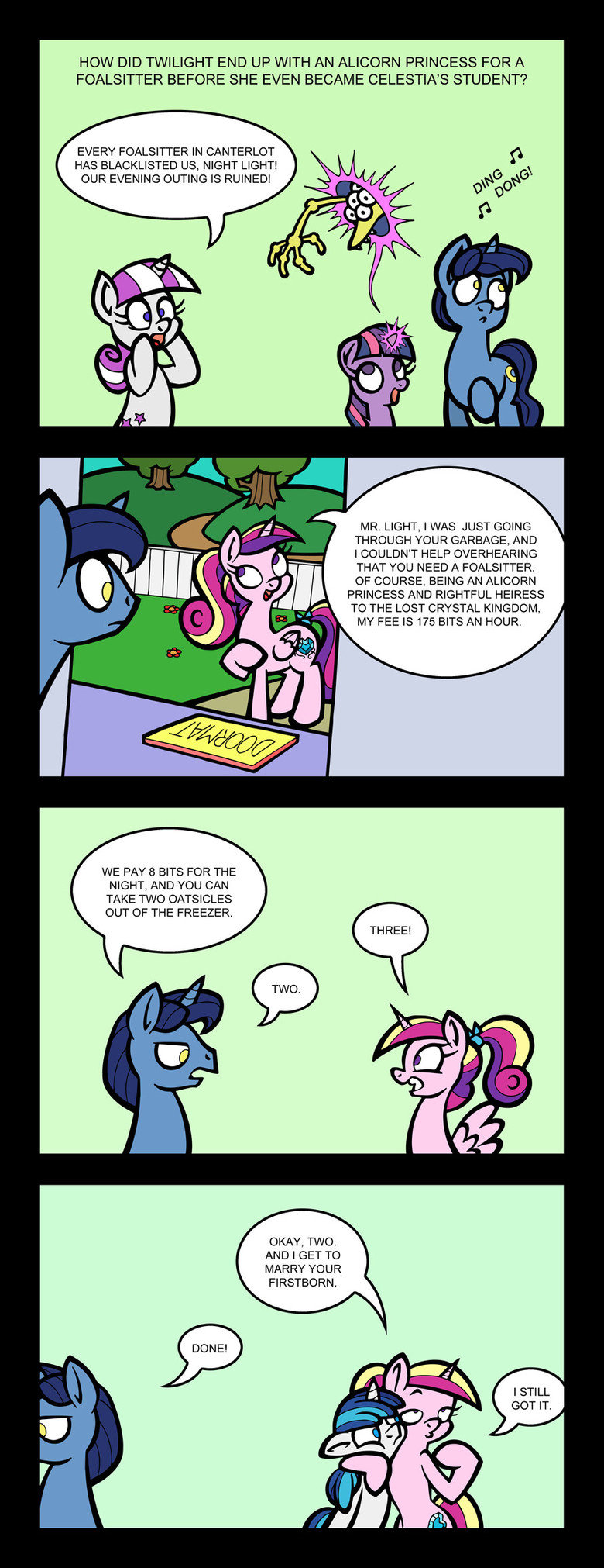 Cadence Origins Cadence Origins. Ever wonder where this random unlineaged alicorn had come from? Well Discord had destroyed all the others so she couldn't possibly be from Cele