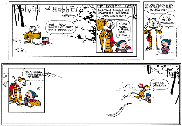 Calvin & Hobbes first 9 strips. I know posted the final comic twice, but it feels right. All credit goes to Bill Watterson, a man truly ahead of his time. THEE.