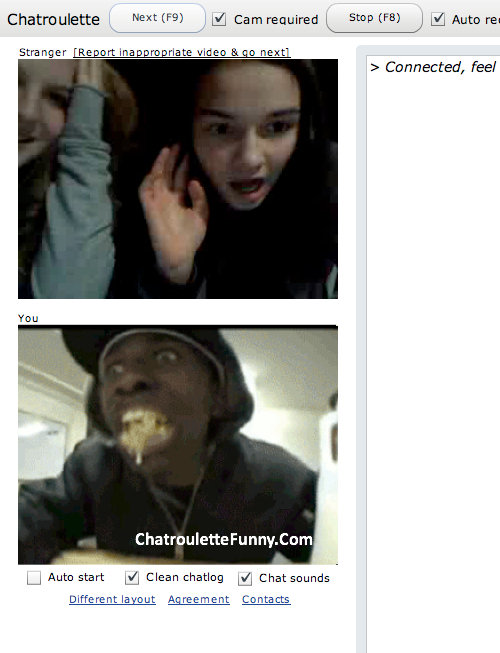 Chatroulette Reaction 3 Chatroulette Reaction 3. first one here: /funny_pictures/260581/chatroulette+reaction/<br /> second one here: /funny_pictures/298807/Asian+vs+Naked+Chef+c