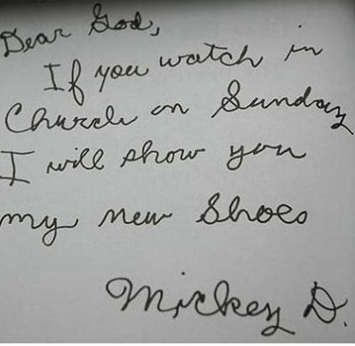 Children's letters to God. .. the shoes in church one