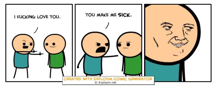 Cyanide and Happiness. Cyanide and Happiness just released this random comic generator and here are some I got that I quite liked. Enjoy! Link: .. Found one that actually makes sense