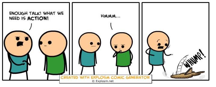 Cyanide and Happiness. Cyanide and Happiness just released this random comic generator and here are some I got that I quite liked. Enjoy! Link: .. Found one that actually makes sense