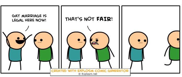 Cyanide and Happiness. Cyanide and Happiness just released this random comic generator and here are some I got that I quite liked. Enjoy! Link: .. Found one that actually makes sense