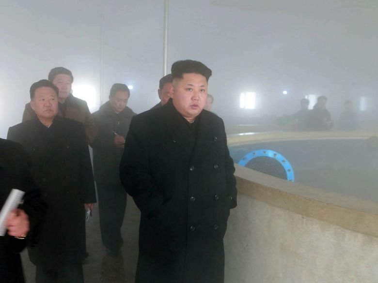 Glorious Admin Comp. Admin making fun of OP with all of his buff handsome friends. Admin delivers a New Year address in Pyongyang on Jan. 1 in this photo releas