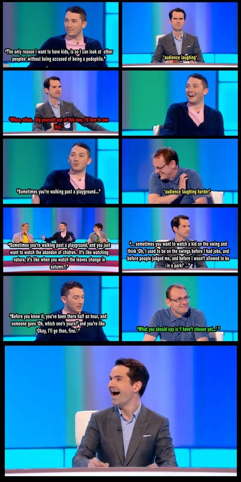 Growing Up Growing Up. This is the transcript/ screenshot mashup of a clip from a television show. It shows a man justifying the watching of children on playgrounds. At th