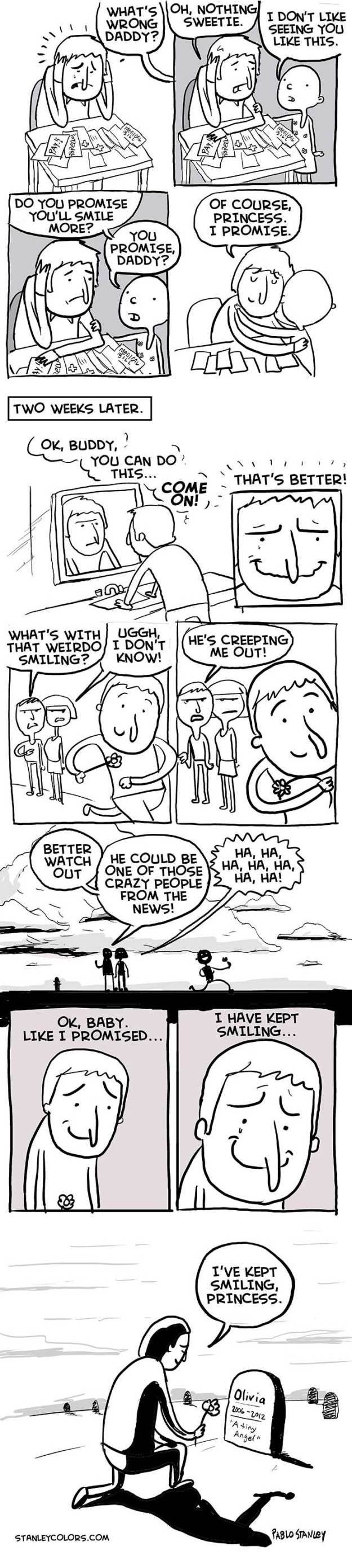 Keep Smiling Keep Smiling. Credits to Pablo Stanley. Original comic: www.stanleycolors.com/2012/12/keep-smiling/ (I can't wait to see the light bulb trying to convert all th