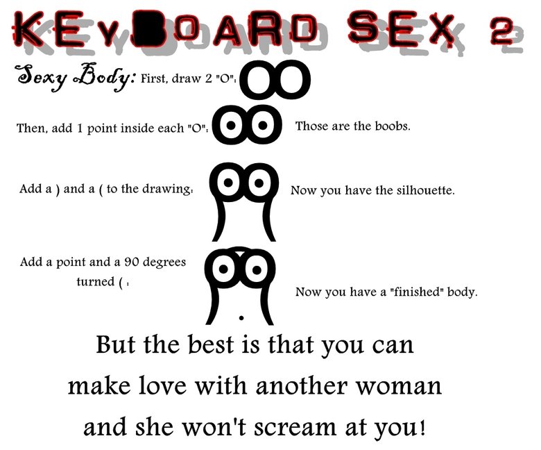Keyboard Sex 2 Keyboard Sex 2. Has I told you, here's the second!<br /> Because I don't have any others idea, I need 2000 thumbs up to make another.<br /> I hope y