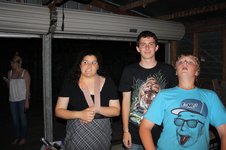 OC OC. this is a picture of my little sister, my friends little brother (the one in blue) and his tall friend. it was taken in february but i was too lazy to post