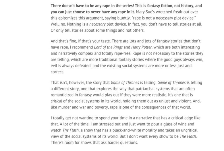 Sansa rape arguments debunked. You will probably enjoy reading this. Of course it's not mine, here's the source: www.rawstory.com/2015/05/all-hopefully-of-the-b