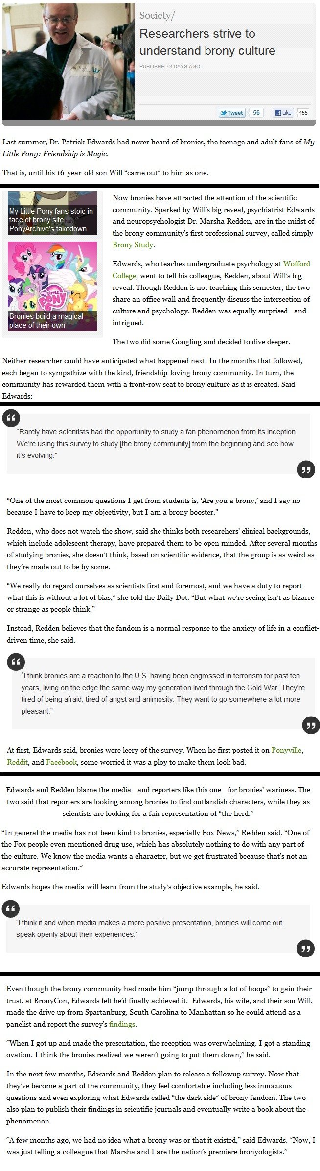 Scientific Community Recognizes Bronies Scientific Community Recognizes Bronies. If you tl;dr then I couldn't care less. You miss out on an awesome article. I only used portions of the article. The fu
