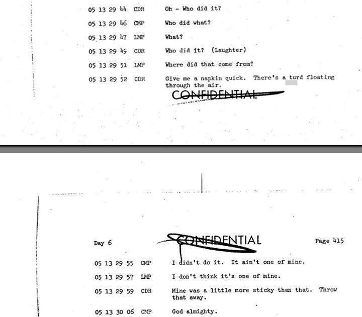 space turd!! space turd!!. This is the actual transcription of the Apollo 10 flightcrew communications as recorded on the command module (CM). This particular section descri