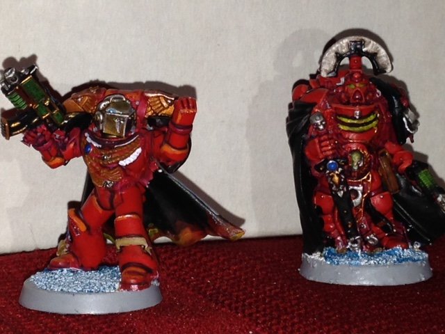 Spess Mehreens. Tactical squads 1-5 and the reserve, labeled as such on the pads. I put the more recent, better painted guys in the main squads, and stuck my ol