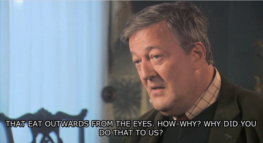 Stephen Fry ladies and gentlemen. . APPOSE WHAT OSCAR BE_ |: REVED IN v, fl),,! , HE DIED, IN OE YO’ UFE (idfc'. I'm a Christian, and I now know the reasoning behind Atheism. And all I have to say is..........Jesus.....