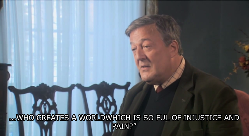 Stephen Fry ladies and gentlemen. . APPOSE WHAT OSCAR BE_ |: REVED IN v, fl),,! , HE DIED, IN OE YO’ UFE (idfc'. I'm a Christian, and I now know the reasoning behind Atheism. And all I have to say is..........Jesus.....