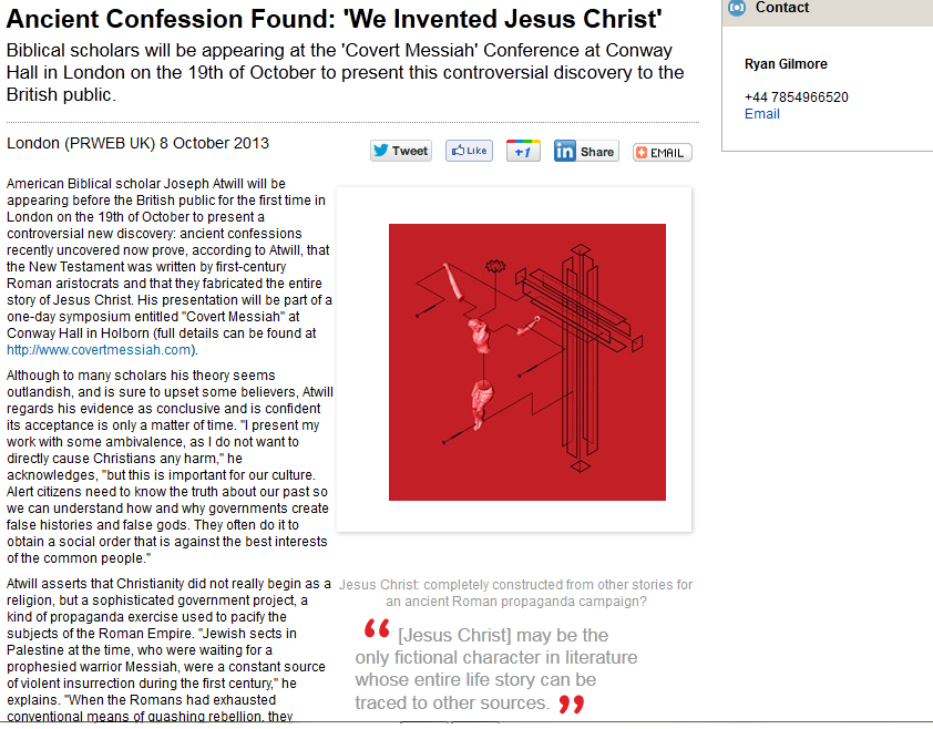 'We Invented Jesus Christ' 'We Invented Jesus Christ'. Not OC. Just thought I would share. Original article: Event info.: . Ancient Confession Found: 'We Invented Jesus Christ' © Contact