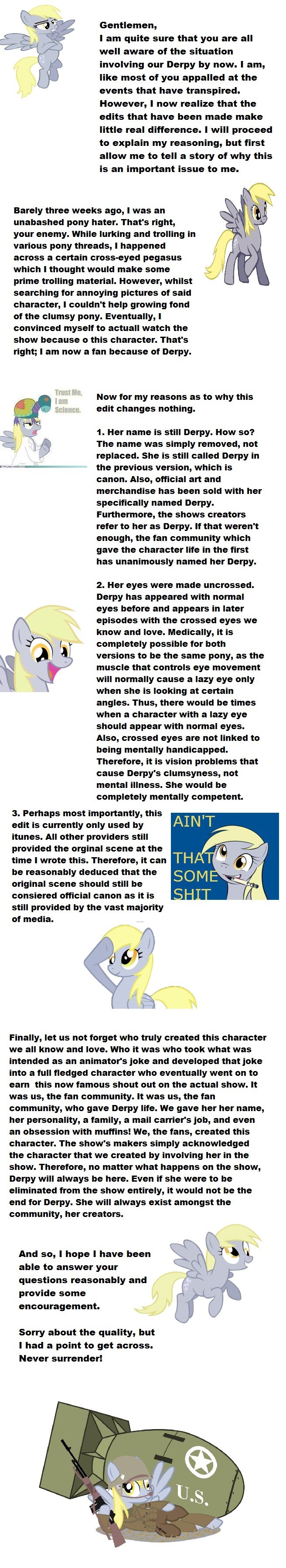 We still have Derpy! We still have Derpy!. I uploaded this at about 4 am last night. I'm re-uploading this at this time so that more people can easily view the message. Please, if y