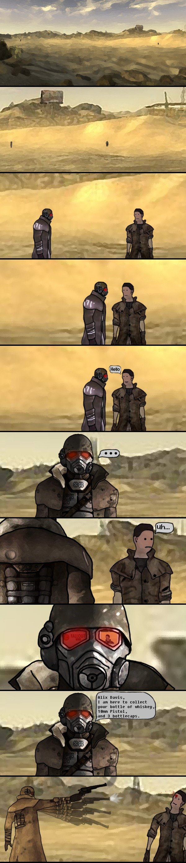 When you 100% the game with the Wikki. My first ever comic Be gentle it's still tender. yuur battle m whiskey, Pistol, and E bottlecaps.. >OC >fallout comic inb4 3000 thumbs