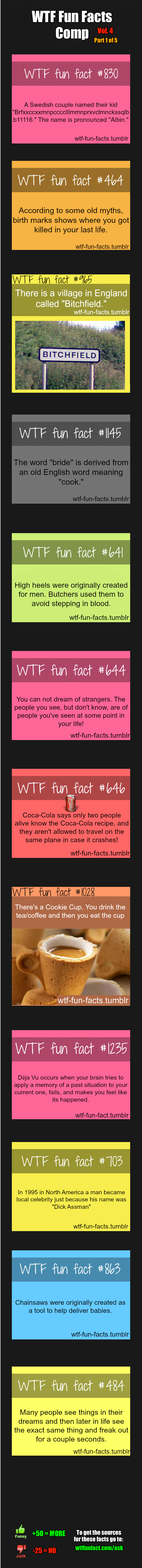 WTF Fun Facts Comp Vol. 4 Part 1 WTF Fun Facts Comp Vol. 4 Part 1. All links to other comps are here:
- /user/sorexflare/53#53
Other:
Promo: - /Fun+Facts+Comp/funny-pictures/5012685/
To ch